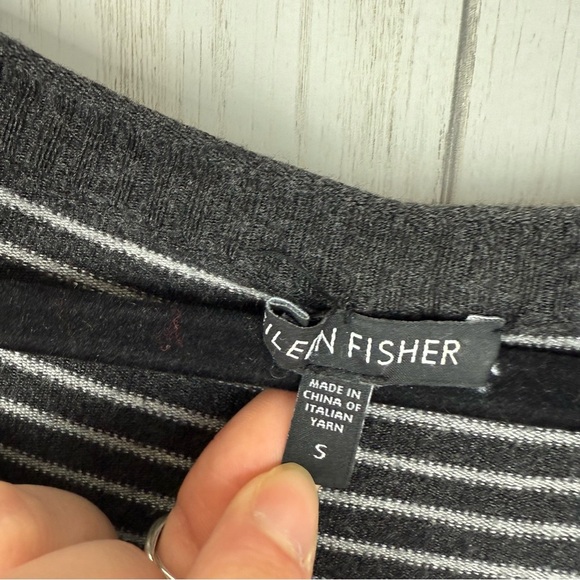 Eileen Fisher slouchy white Black and Gray Striped Sweater Small - Picture 3 of 6
